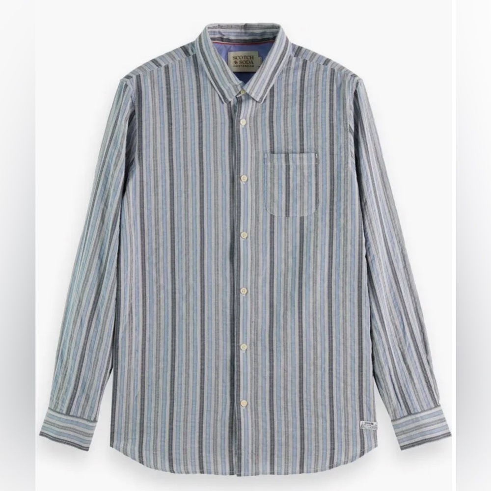Scotch & Soda Dobby Stripe Shirt Long Sleeve Medium